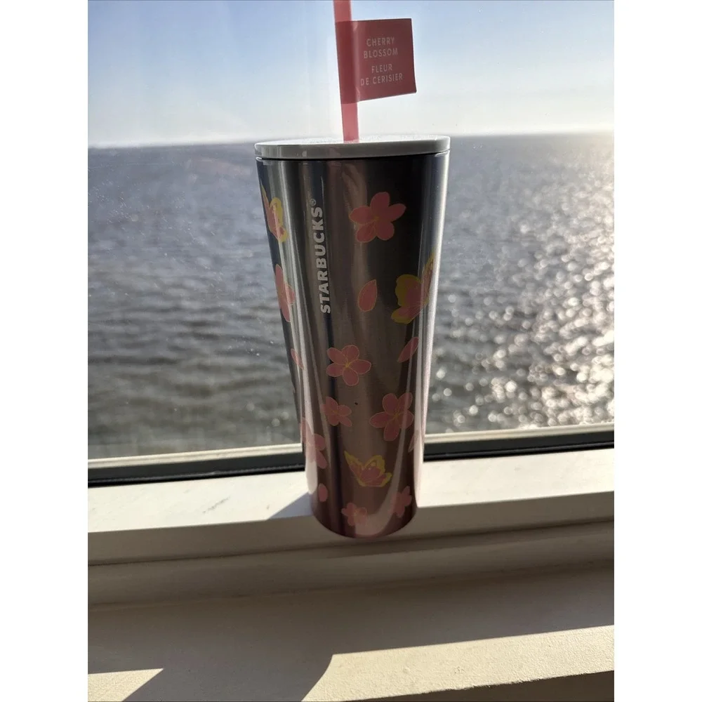 STARBUCKS CHERRY BLOSSOM SPRING 2025 METAL TUMBLER‎ 24FL. OZ.